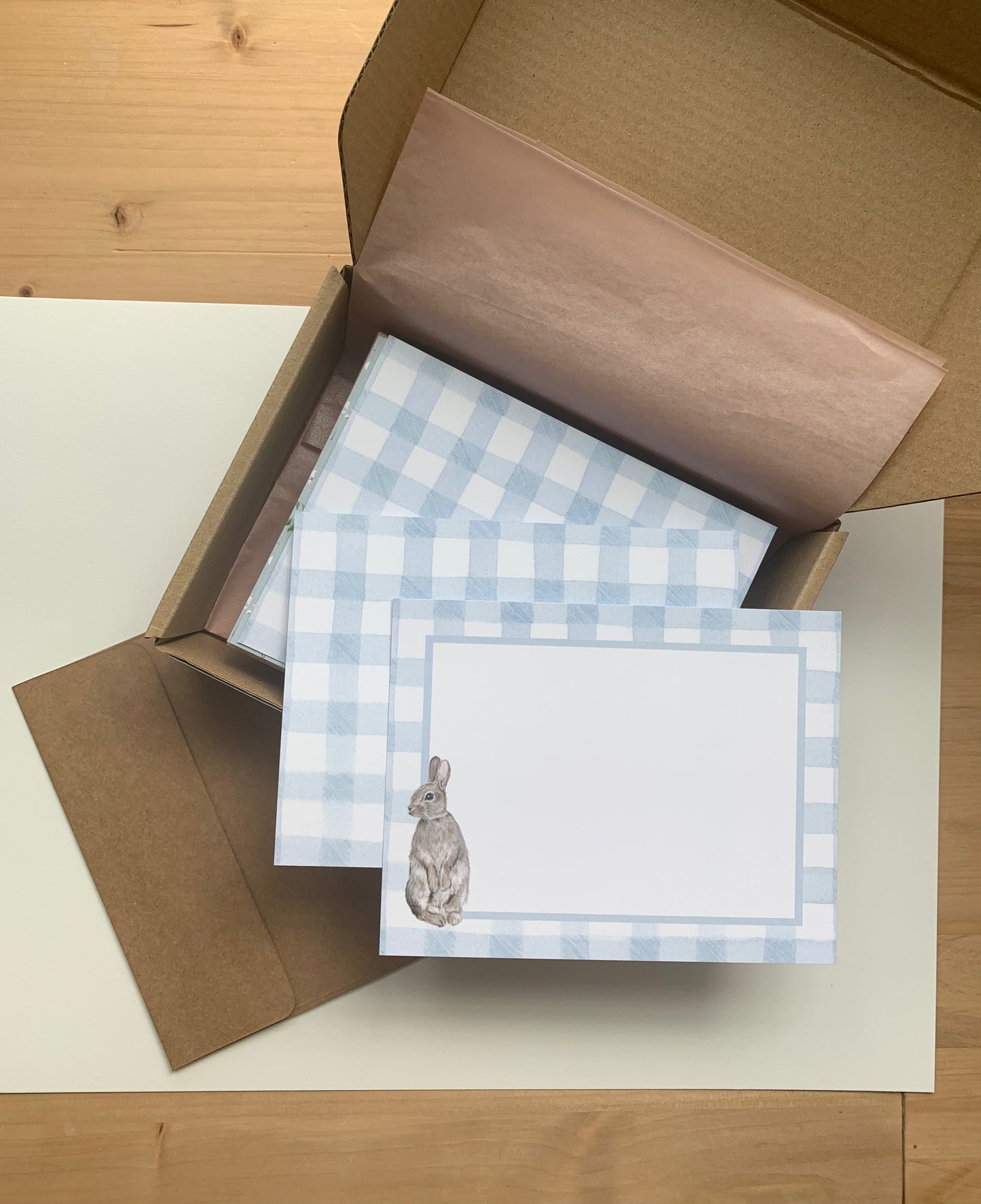 Gingham Flat Notecard Stationery Set