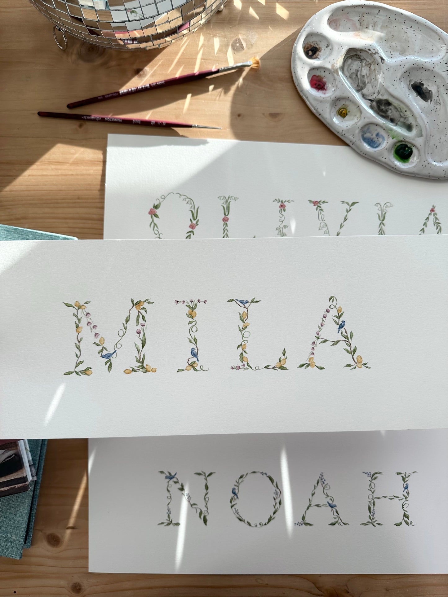 Custom Watercolor Name Art