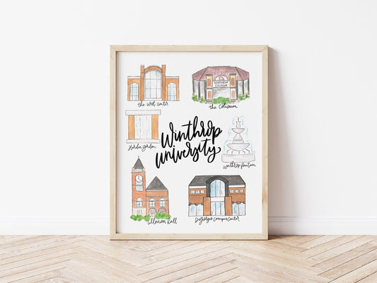 Winthrop University | 8x10 Landmarks Map Print