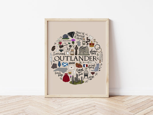 Outlander Inspired Illustrated Art Print | 8x10