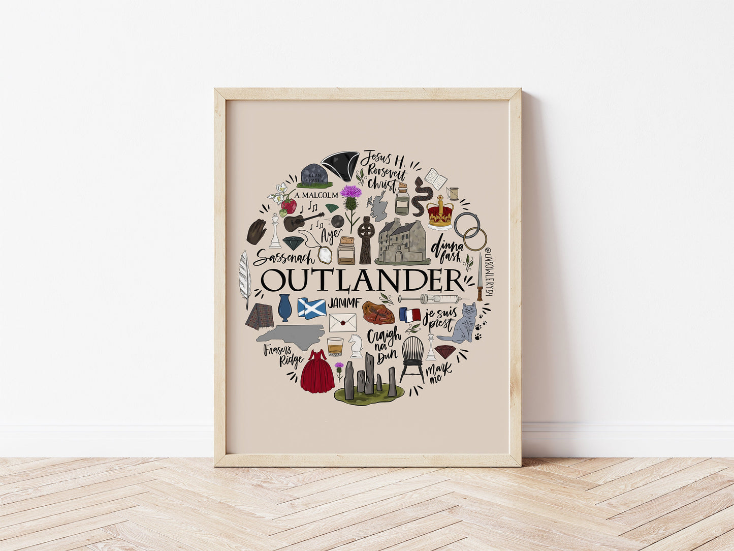 Outlander Inspired Illustrated Art Print | 8x10