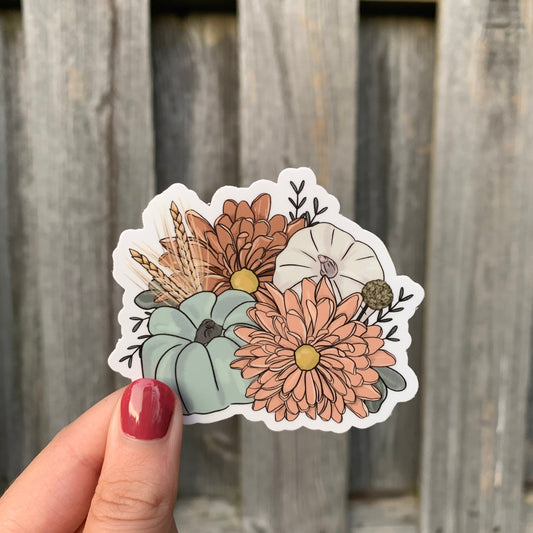 Mums & Pumpkins | Fall Floral Sticker