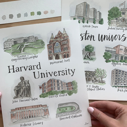 Watercolor College Map
