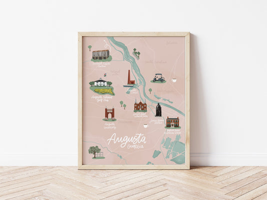 Augusta, GA Illustrated Map Print