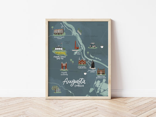 Augusta, GA Illustrated Map Print