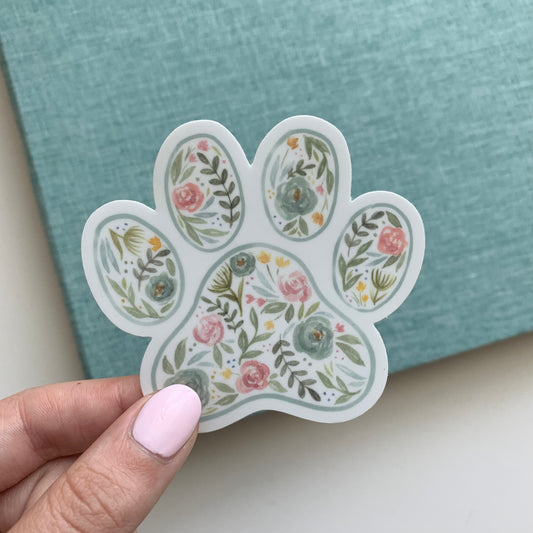 Floral Paw Print Sticker