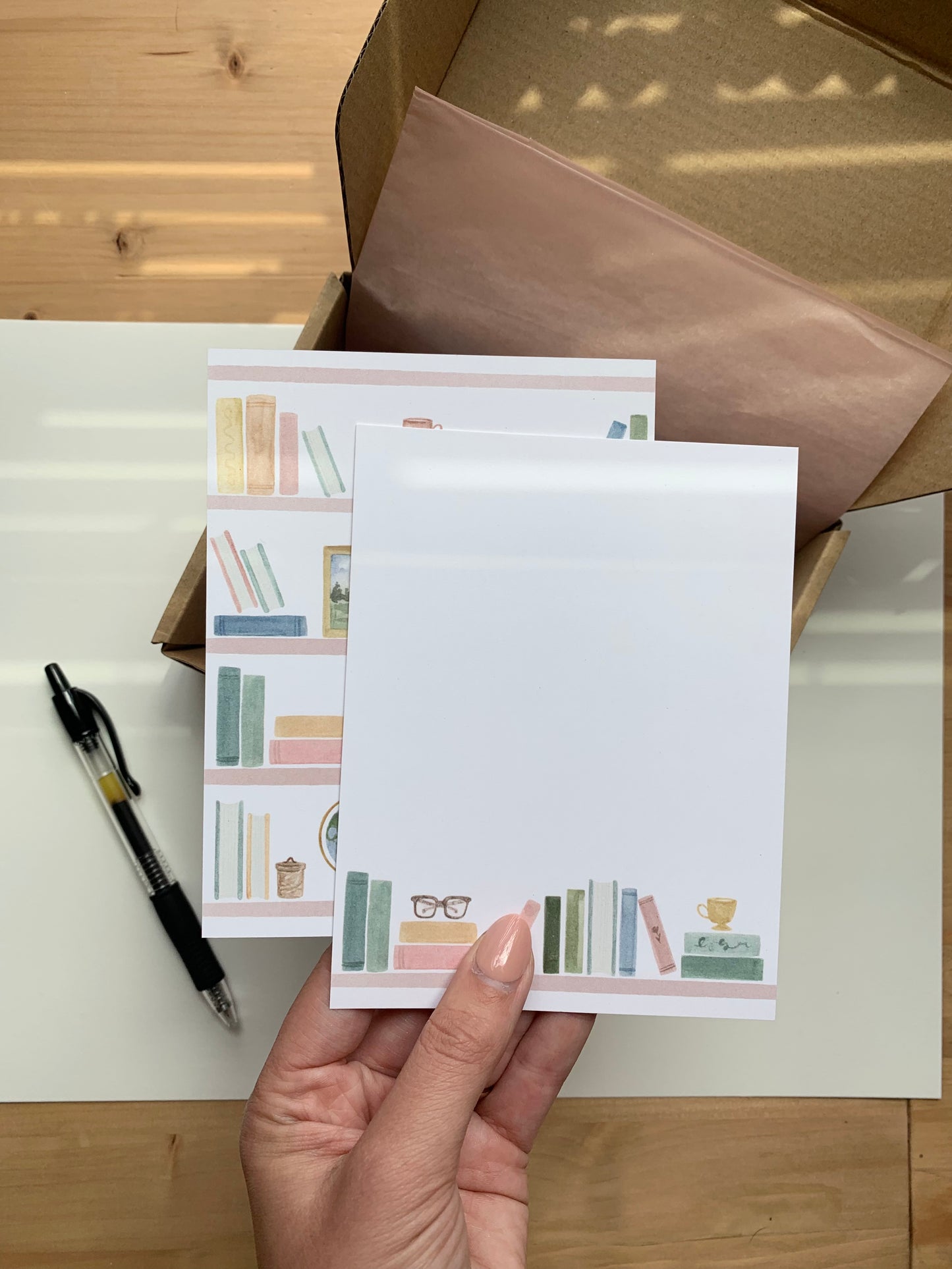 Bookcase Flat Notecard Stationery Set