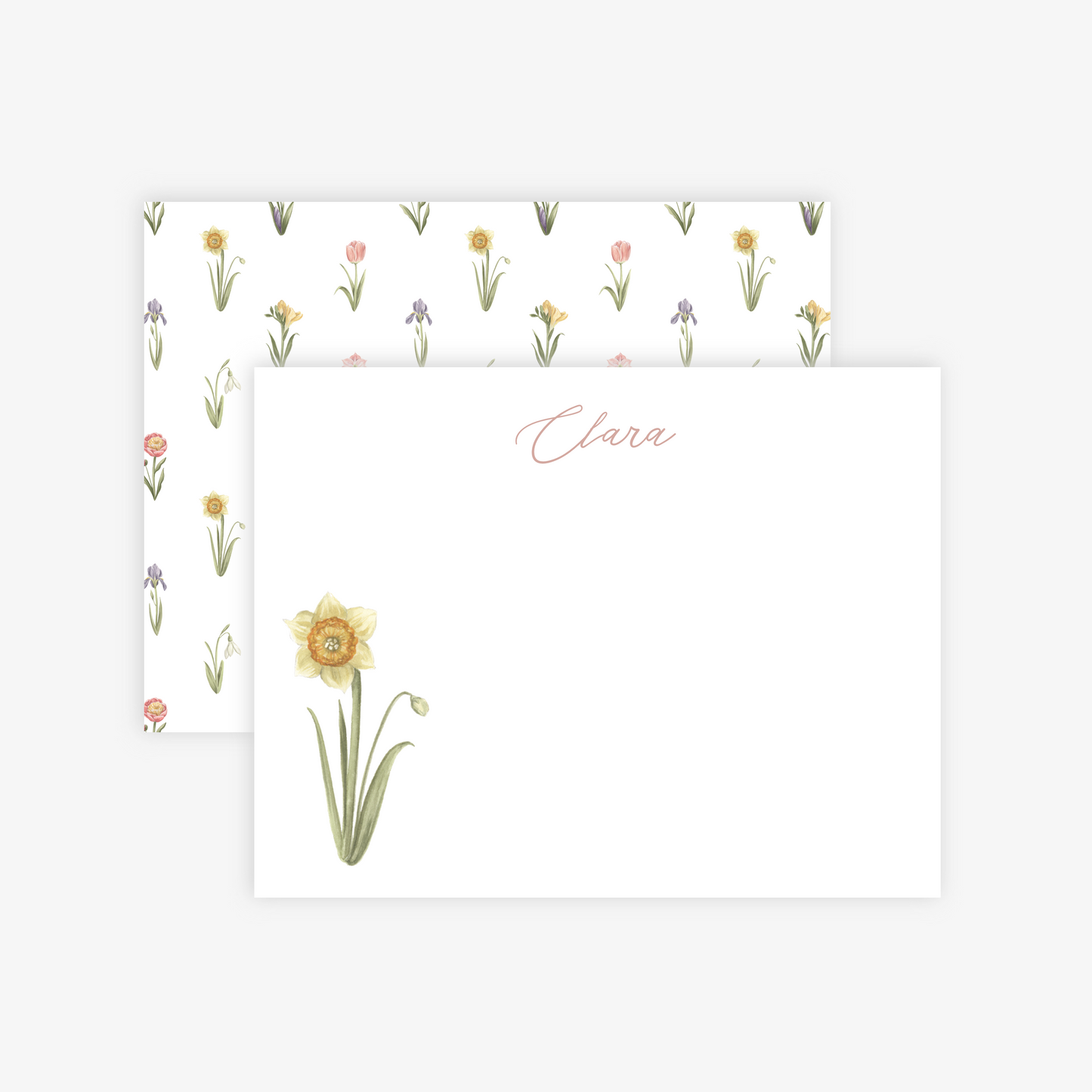 Spring Flowers Flat Notecard Stationery Set