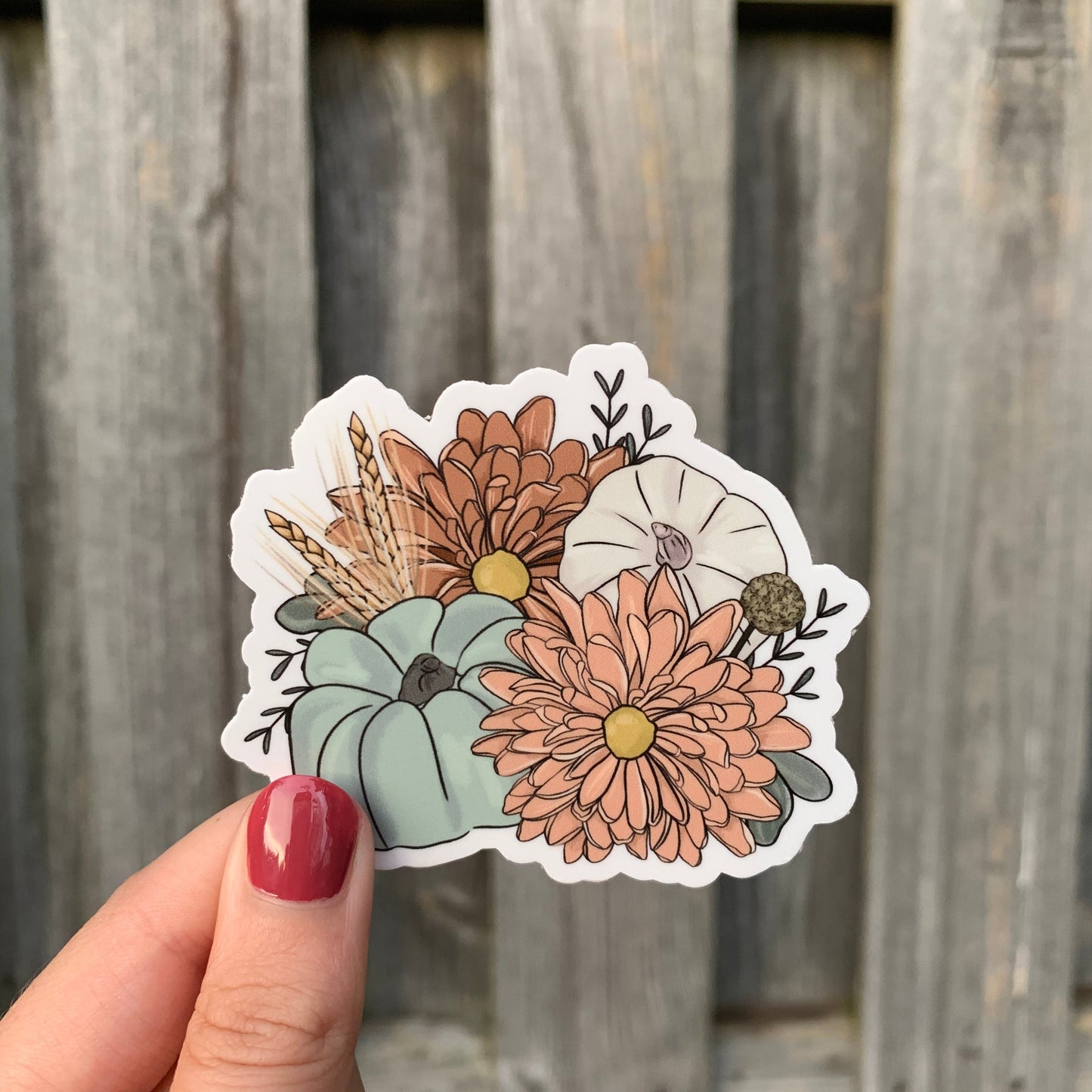 Mums & Pumpkins | Fall Floral Sticker