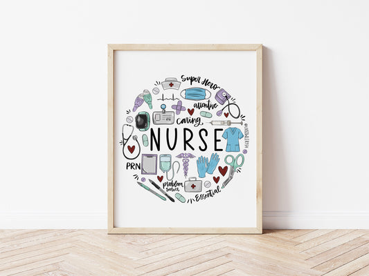Nurse Illustrated Art Print