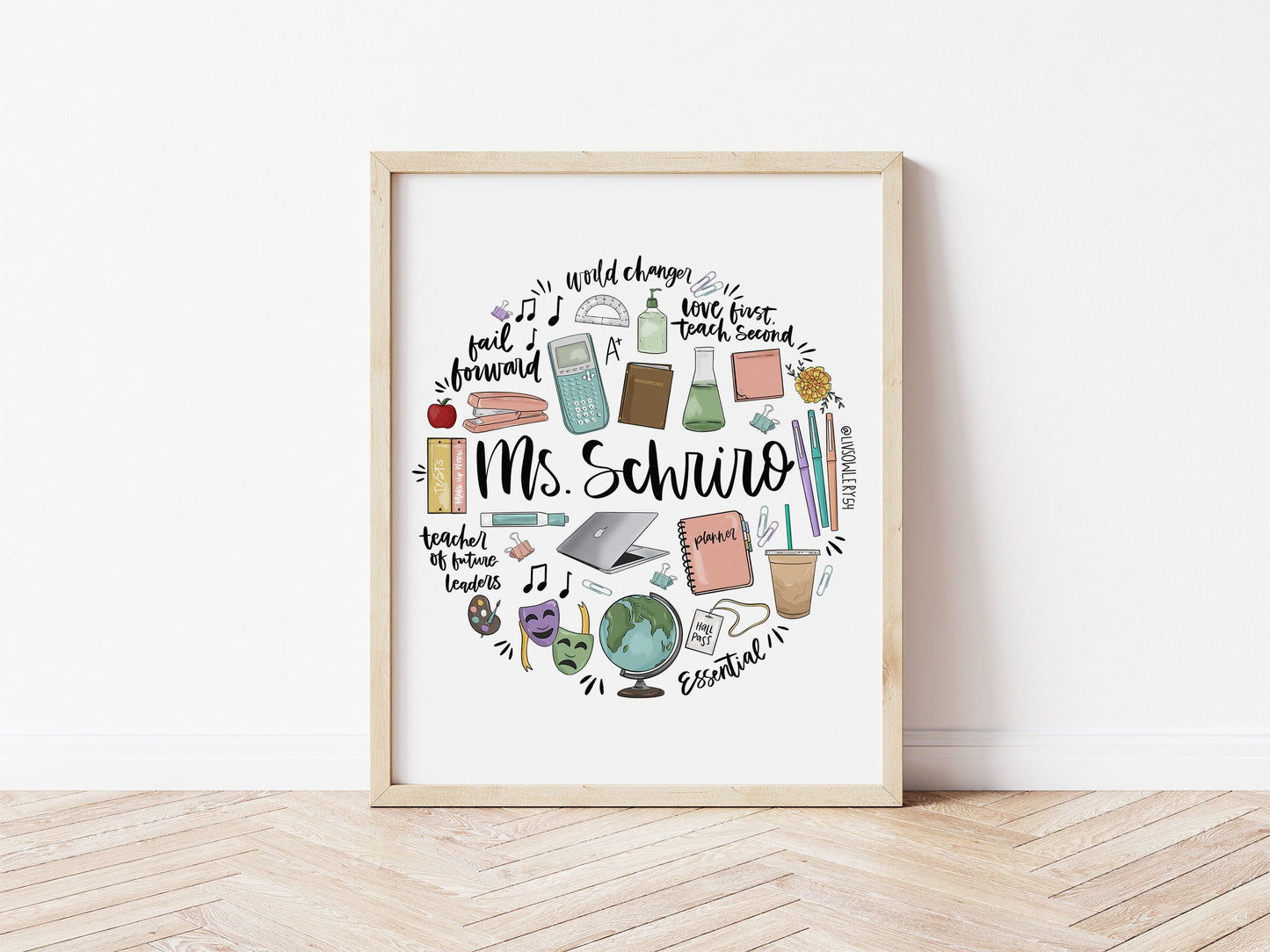 Secondary Teacher Illustrated Art Print | Teacher Gifts