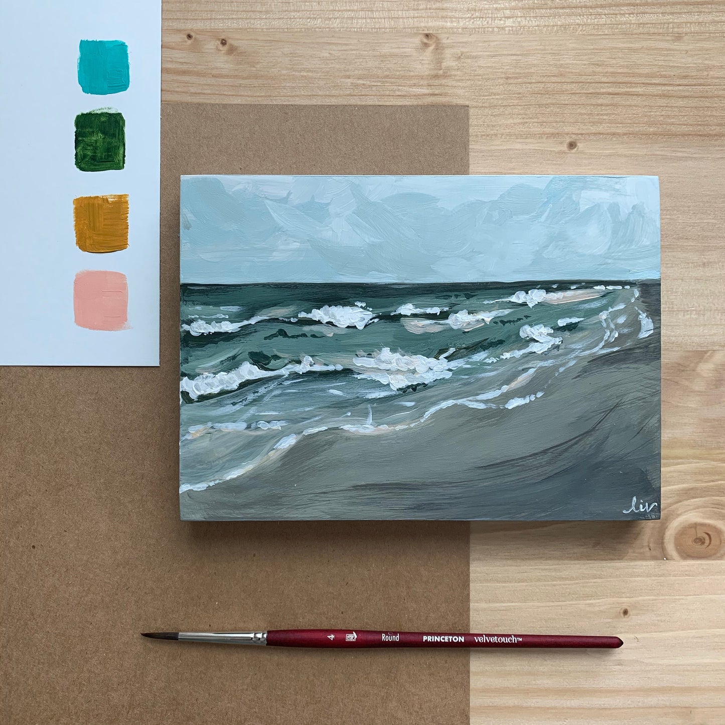 Evening Walk | Original Ocean Painting | 5x7
